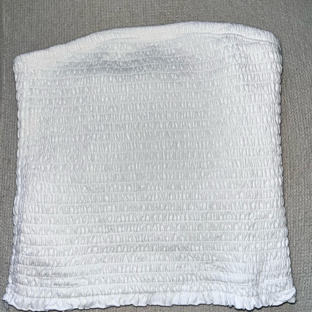 Garage White Smocked Tube Top